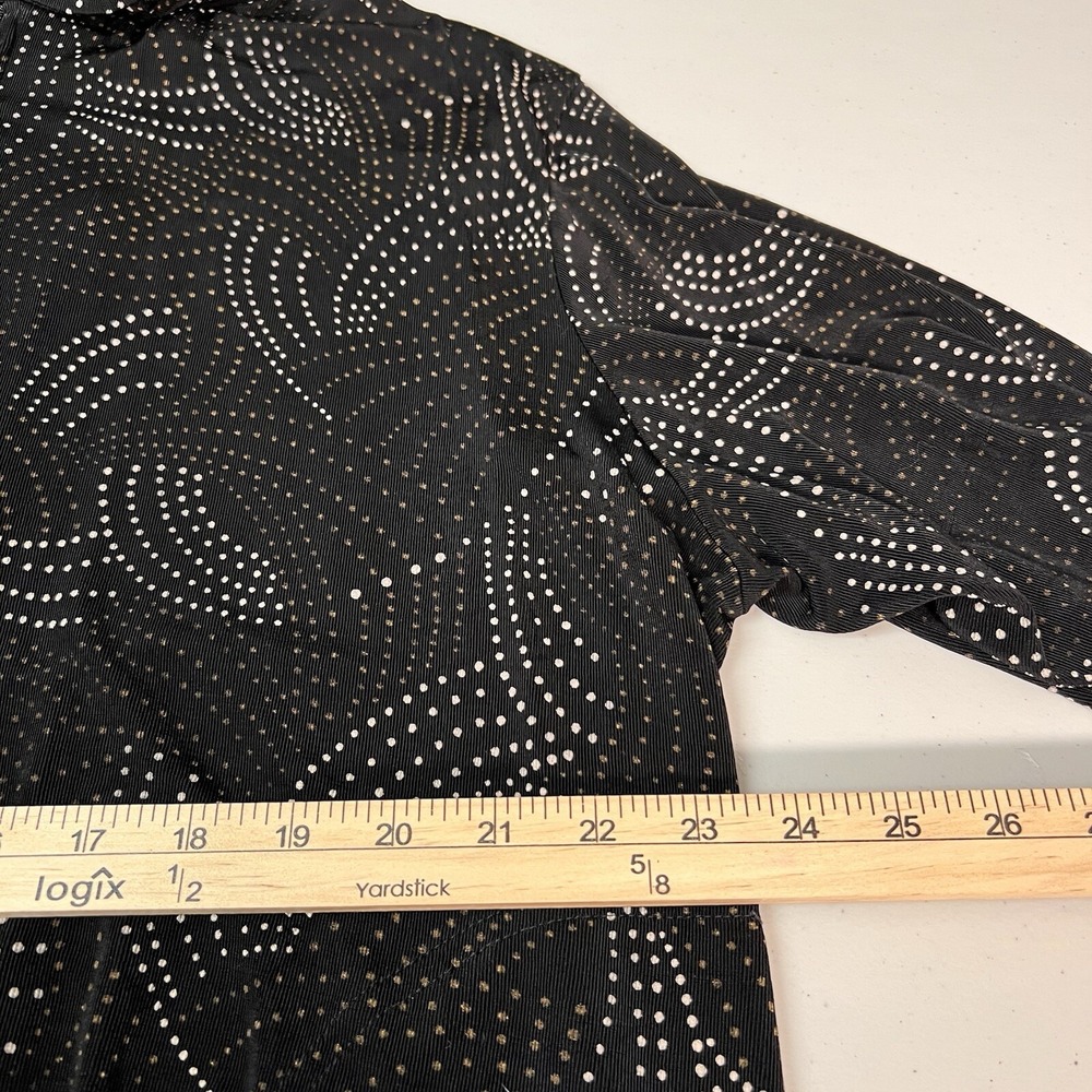 Vintage Touch Women Large Black/White Zipper Jacket Blouse W/pockets Witchy Goth - Picture 6 of 9